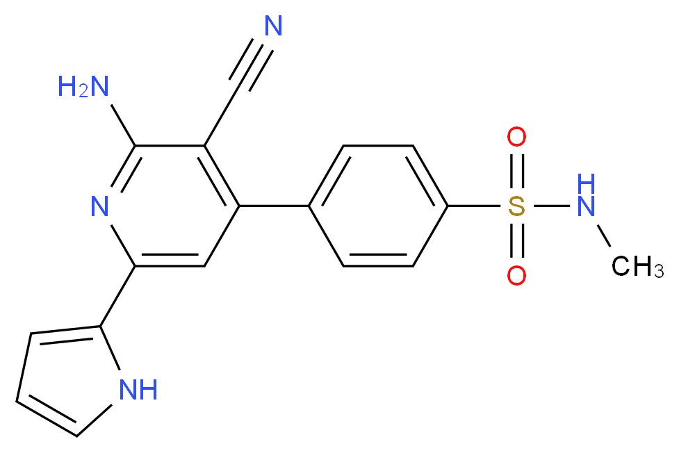 4-[2-amino-3-cyano-6-(1H-pyrrol-2-yl)pyridin-4-yl]-N-methylbenzenesulfonamide_分子结构_CAS_)