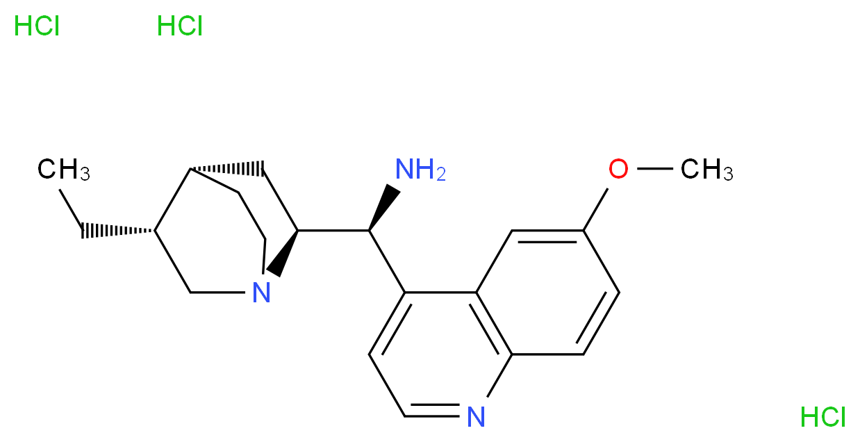 (S)-[(2S,4S,5R)-5-ethyl-1-azabicyclo[2.2.2]octan-2-yl](6-methoxyquinolin-4-yl)methanamine trihydrochloride_分子结构_CAS_931098-91-8