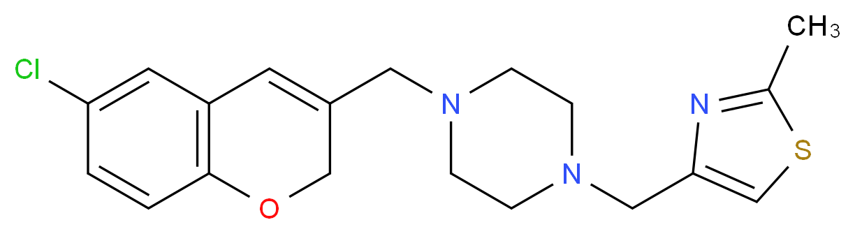 1-[(6-chloro-2H-chromen-3-yl)methyl]-4-[(2-methyl-1,3-thiazol-4-yl)methyl]piperazine_分子结构_CAS_)