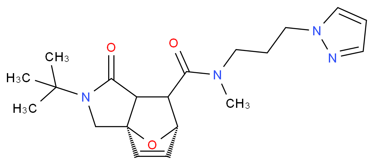 (3aR*,6S*)-2-tert-butyl-N-methyl-1-oxo-N-[3-(1H-pyrazol-1-yl)propyl]-1,2,3,6,7,7a-hexahydro-3a,6-epoxyisoindole-7-carboxamide_分子结构_CAS_)