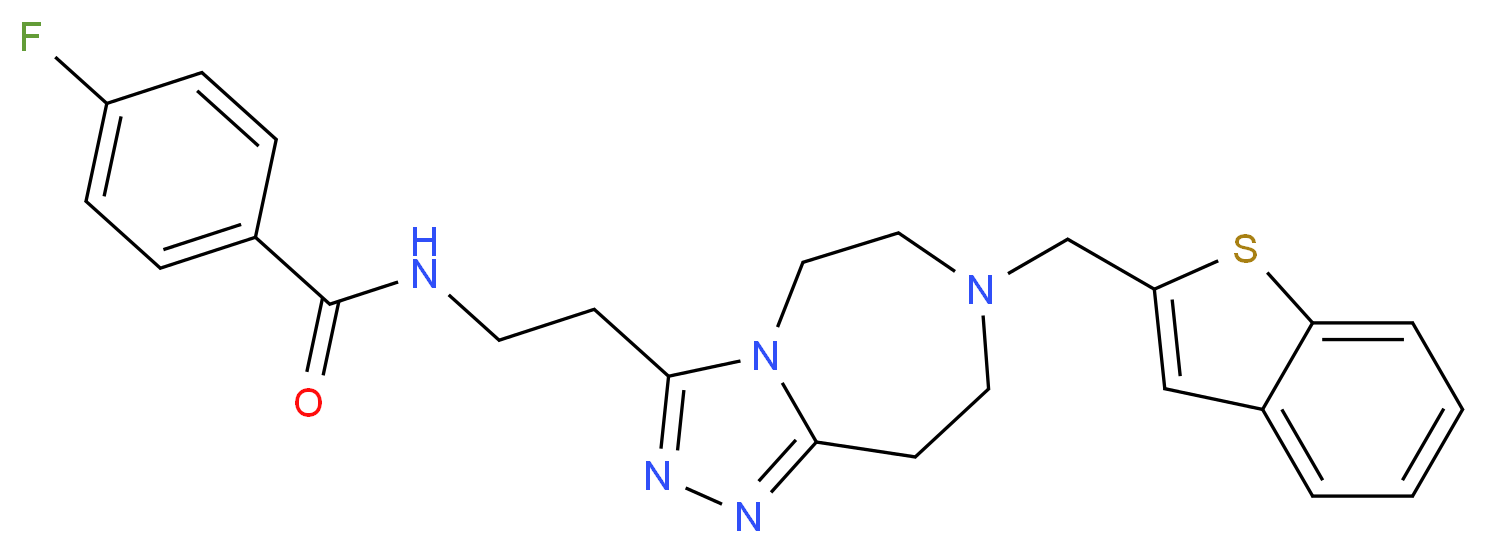 N-{2-[7-(1-benzothien-2-ylmethyl)-6,7,8,9-tetrahydro-5H-[1,2,4]triazolo[4,3-d][1,4]diazepin-3-yl]ethyl}-4-fluorobenzamide_分子结构_CAS_)