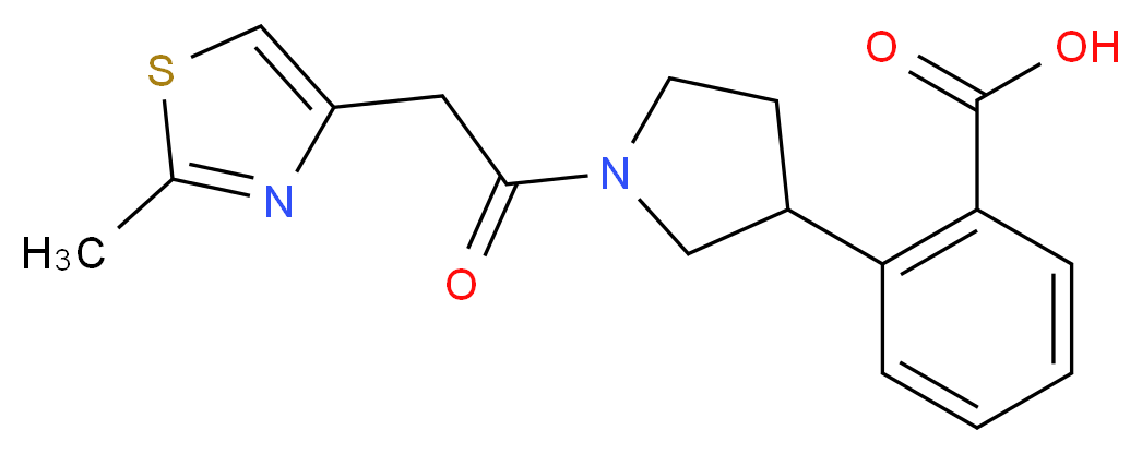 2-{1-[(2-methyl-1,3-thiazol-4-yl)acetyl]-3-pyrrolidinyl}benzoic acid_分子结构_CAS_)