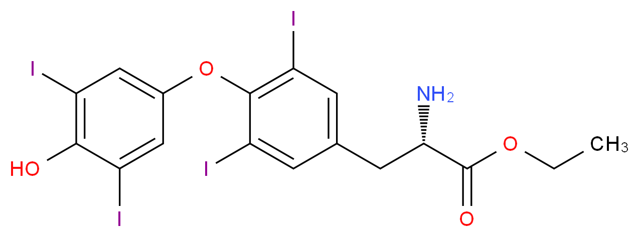 ethyl (2S)-2-amino-3-[4-(4-hydroxy-3,5-diiodophenoxy)-3,5-diiodophenyl]propanoate_分子结构_CAS_76353-71-4