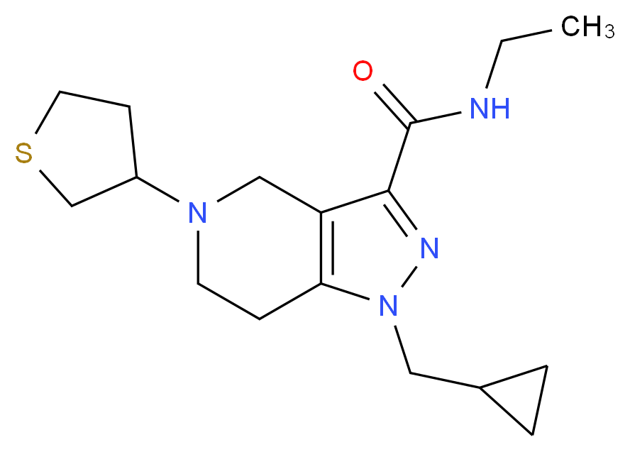 1-(cyclopropylmethyl)-N-ethyl-5-(tetrahydro-3-thienyl)-4,5,6,7-tetrahydro-1H-pyrazolo[4,3-c]pyridine-3-carboxamide_分子结构_CAS_)