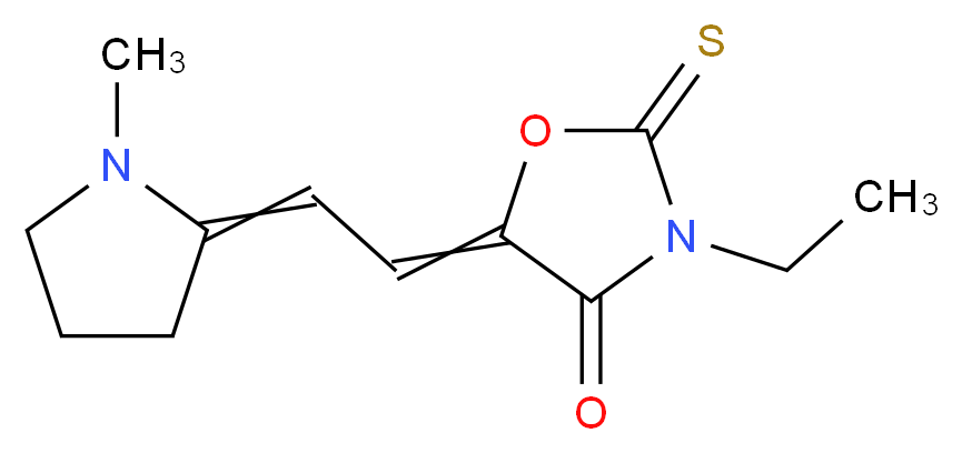 3-ethyl-5-((1-methyl-2-pyrrolidinylidene)ethylidene)-2-thioxooxazolidin-4-one_分子结构_CAS_41504-26-1)