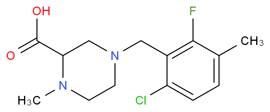 4-(6-chloro-2-fluoro-3-methylbenzyl)-1-methylpiperazine-2-carboxylic acid_分子结构_CAS_)