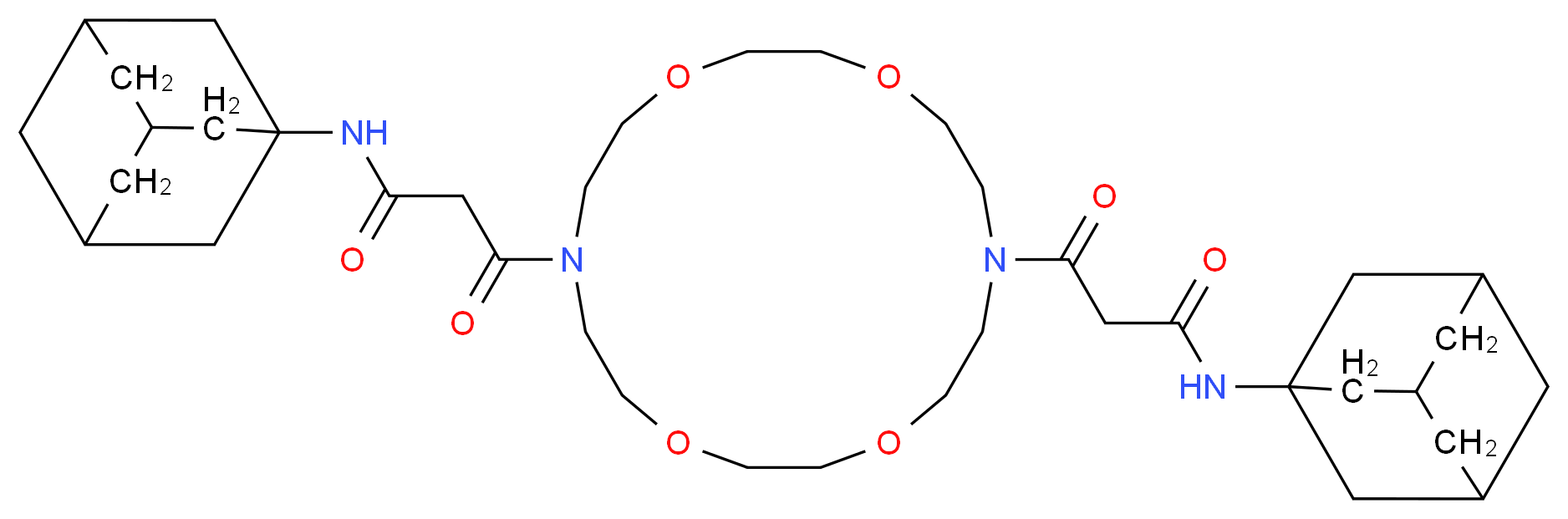 N-(adamantan-1-yl)-3-(16-{2-[(adamantan-1-yl)carbamoyl]acetyl}-1,4,10,13-tetraoxa-7,16-diazacyclooctadecan-7-yl)-3-oxopropanamide_分子结构_CAS_156210-12-7