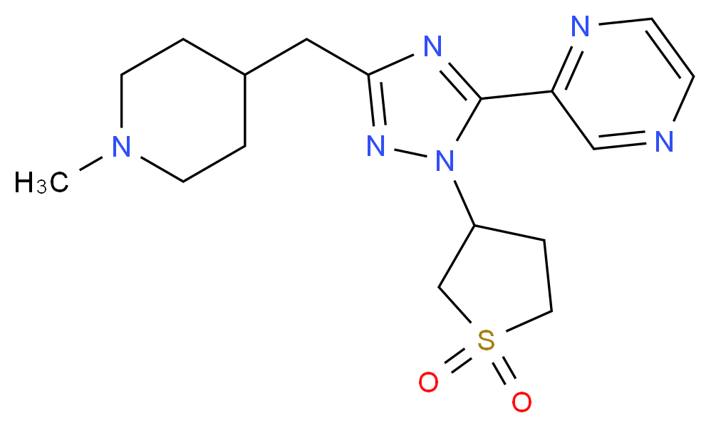 2-{1-(1,1-dioxidotetrahydro-3-thienyl)-3-[(1-methylpiperidin-4-yl)methyl]-1H-1,2,4-triazol-5-yl}pyrazine_分子结构_CAS_)