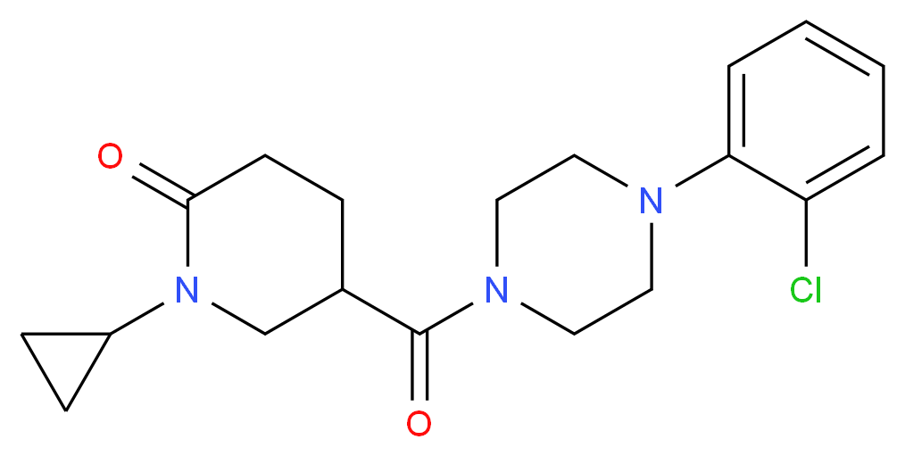 5-{[4-(2-chlorophenyl)-1-piperazinyl]carbonyl}-1-cyclopropyl-2-piperidinone_分子结构_CAS_)