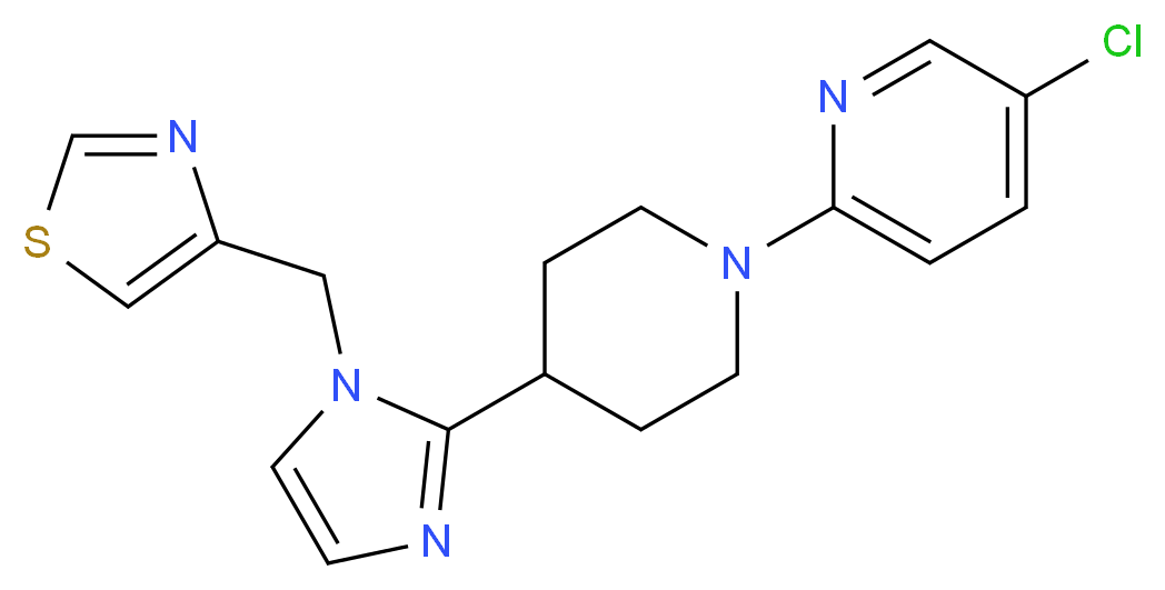 5-chloro-2-{4-[1-(1,3-thiazol-4-ylmethyl)-1H-imidazol-2-yl]-1-piperidinyl}pyridine_分子结构_CAS_)