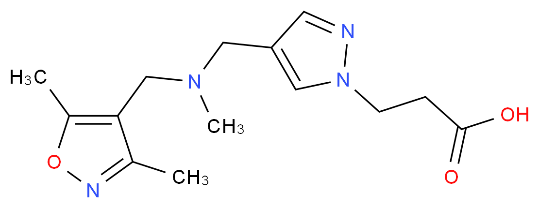 3-(4-{[[(3,5-dimethylisoxazol-4-yl)methyl](methyl)amino]methyl}-1H-pyrazol-1-yl)propanoic acid_分子结构_CAS_)
