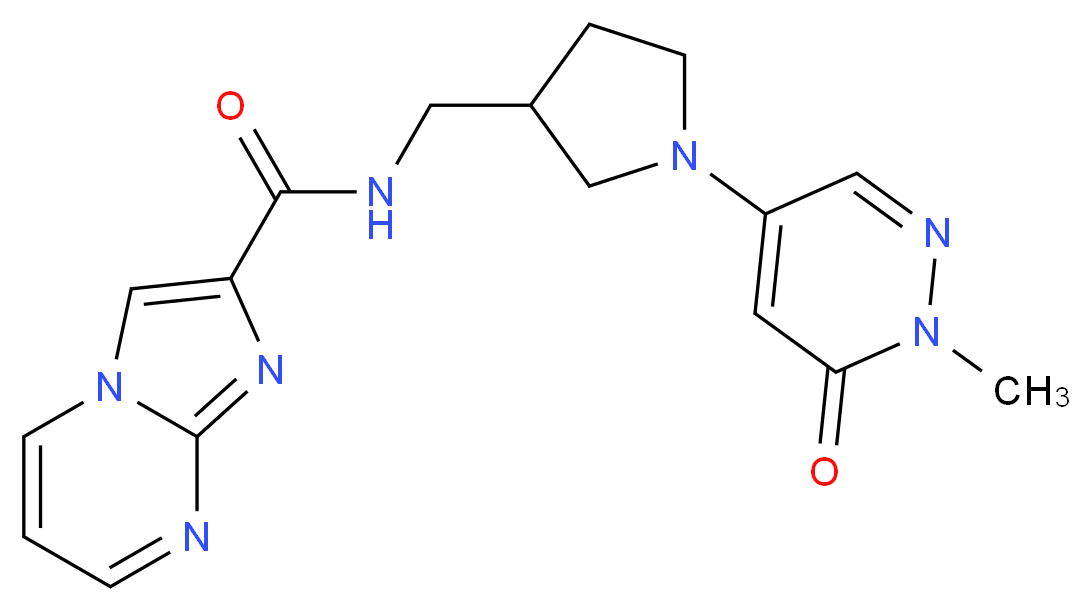 N-{[1-(1-methyl-6-oxo-1,6-dihydro-4-pyridazinyl)-3-pyrrolidinyl]methyl}imidazo[1,2-a]pyrimidine-2-carboxamide_分子结构_CAS_)