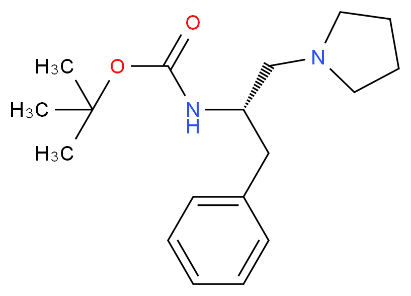 tert-butyl N-[(2S)-1-phenyl-3-(pyrrolidin-1-yl)propan-2-yl]carbamate_分子结构_CAS_869377-95-7