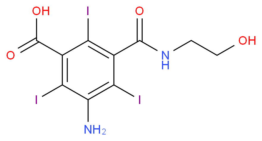 3-AMino-5-((2-hydroxyethyl)carbaMoyl)-2,4,6-triiodobenzoic acid_分子结构_CAS_22871-58-5)