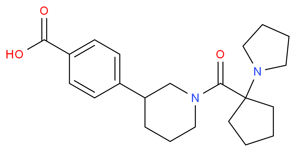 4-{1-[(1-pyrrolidin-1-ylcyclopentyl)carbonyl]piperidin-3-yl}benzoic acid_分子结构_CAS_)