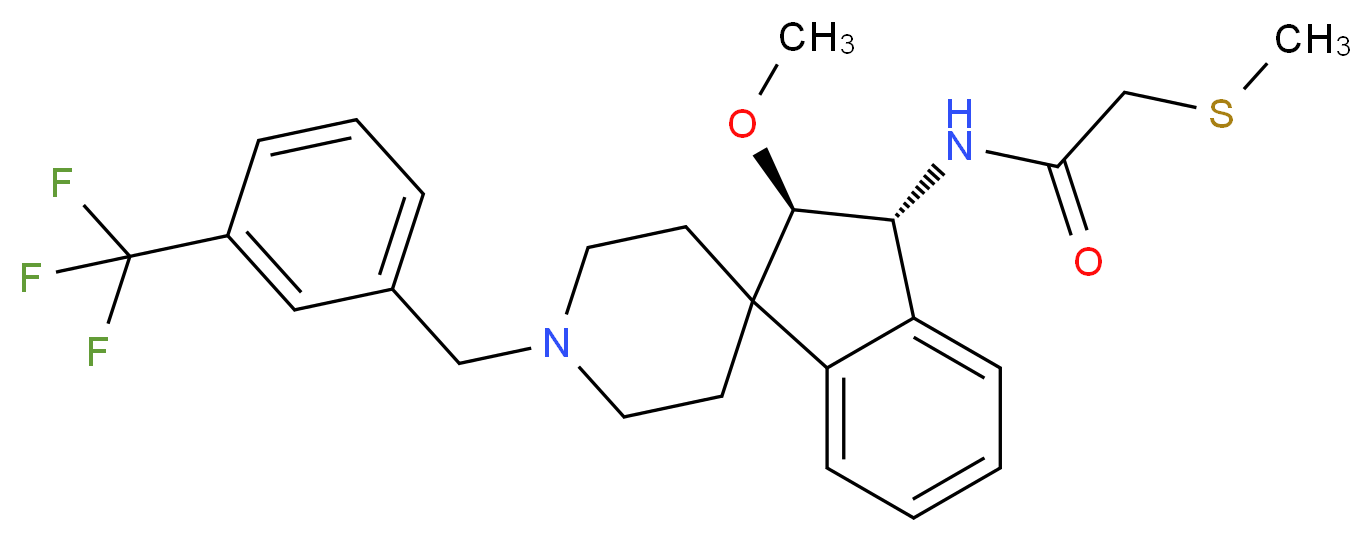 N-{(2R*,3R*)-2-methoxy-1'-[3-(trifluoromethyl)benzyl]-2,3-dihydrospiro[indene-1,4'-piperidin]-3-yl}-2-(methylthio)acetamide_分子结构_CAS_)