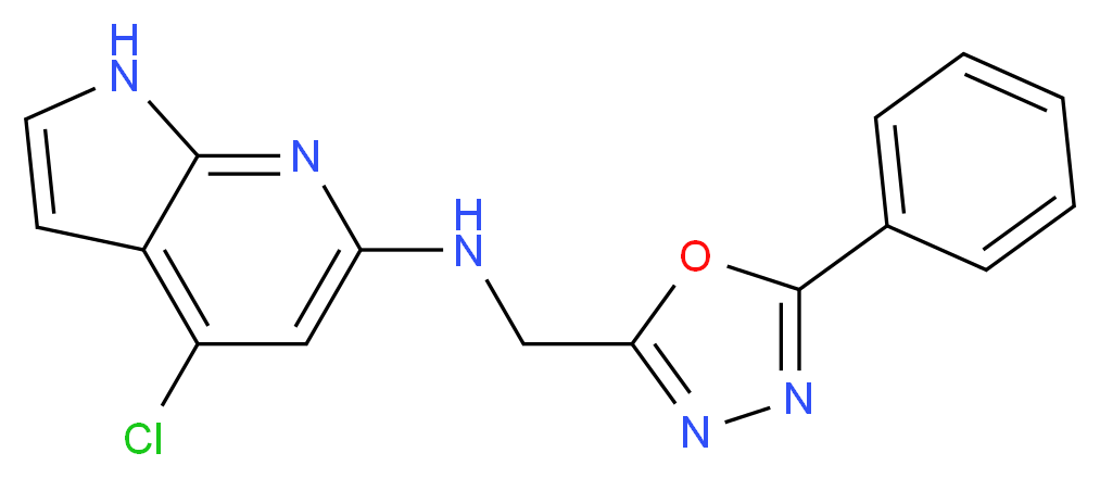 4-chloro-N-[(5-phenyl-1,3,4-oxadiazol-2-yl)methyl]-1H-pyrrolo[2,3-b]pyridin-6-amine_分子结构_CAS_)