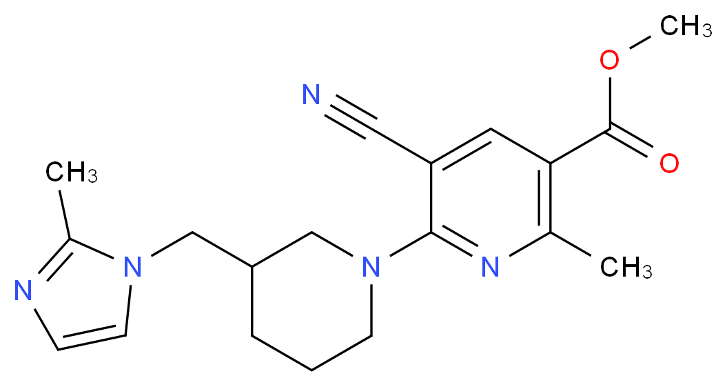 methyl 5-cyano-2-methyl-6-{3-[(2-methyl-1H-imidazol-1-yl)methyl]-1-piperidinyl}nicotinate_分子结构_CAS_)
