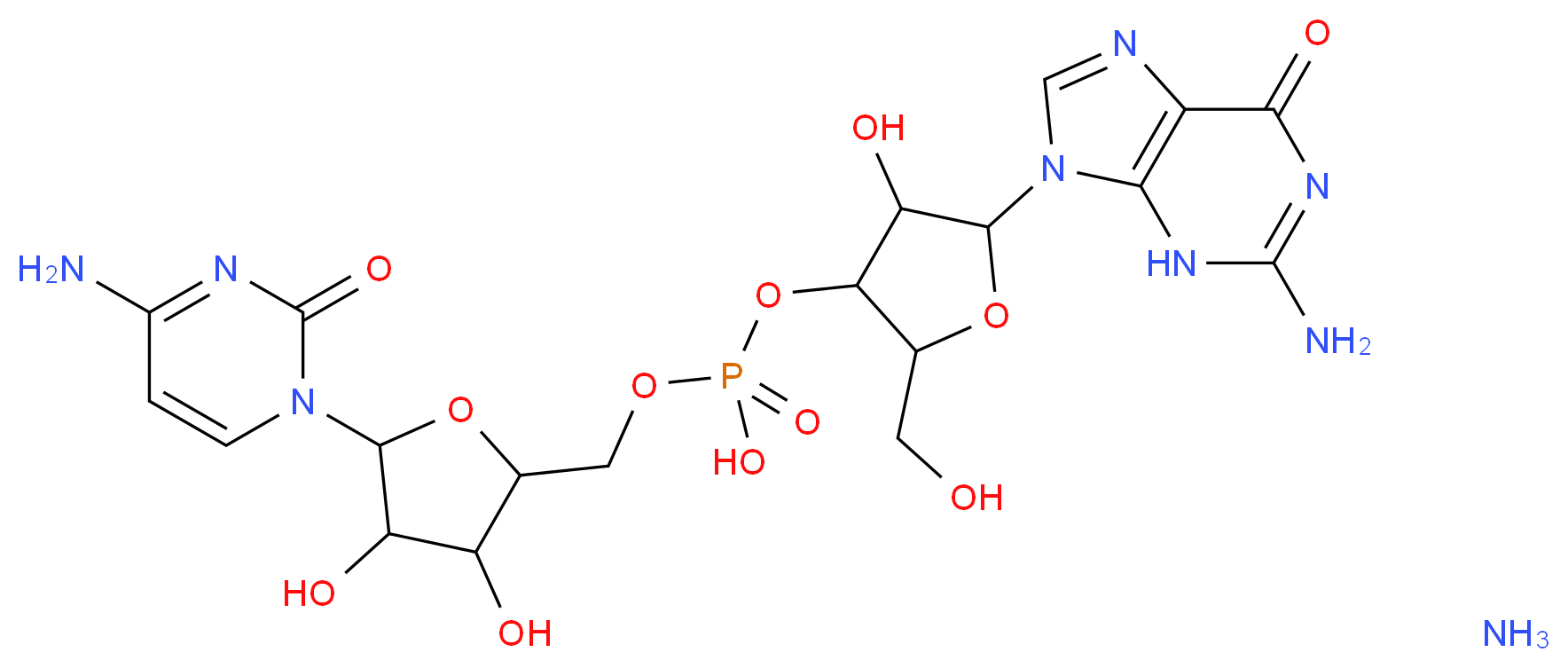 Guanylyl(3′→5′)cytidine ammonium salt_分子结构_CAS_98046-67-4)