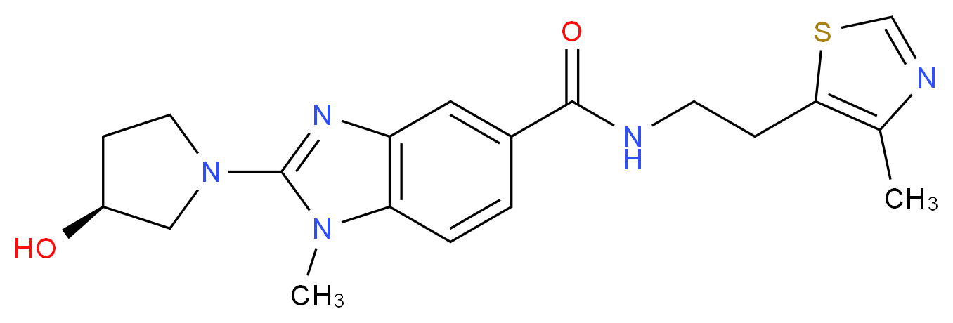 2-[(3S)-3-hydroxy-1-pyrrolidinyl]-1-methyl-N-[2-(4-methyl-1,3-thiazol-5-yl)ethyl]-1H-benzimidazole-5-carboxamide_分子结构_CAS_)