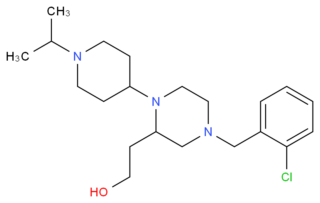2-[4-(2-chlorobenzyl)-1-(1-isopropyl-4-piperidinyl)-2-piperazinyl]ethanol_分子结构_CAS_)