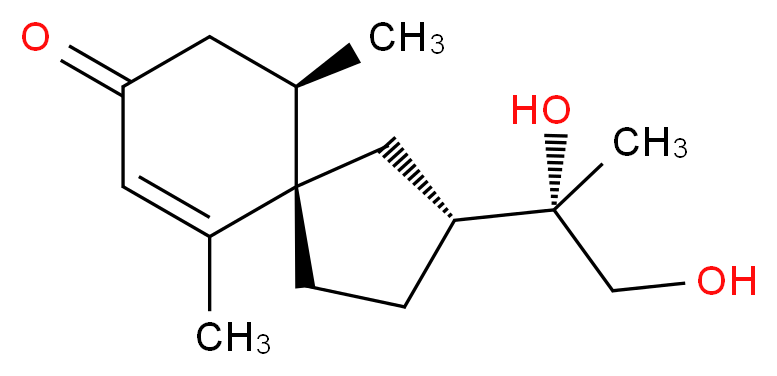 (2R,5S,10R)-2-[(2S)-1,2-dihydroxypropan-2-yl]-6,10-dimethylspiro[4.5]dec-6-en-8-one_分子结构_CAS_62623-86-3