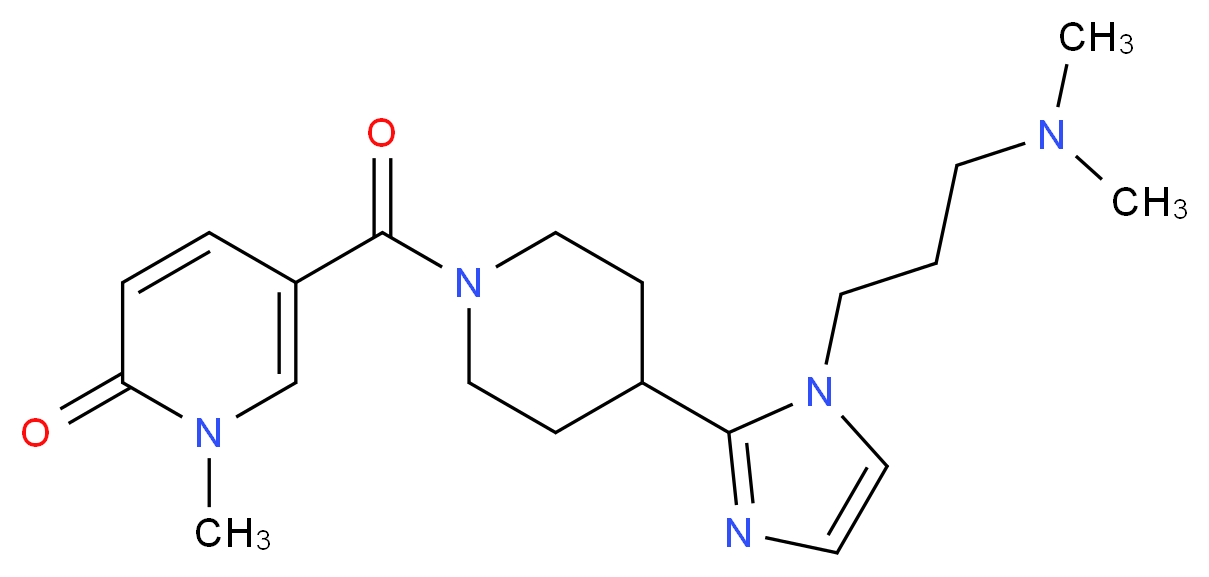 5-[(4-{1-[3-(dimethylamino)propyl]-1H-imidazol-2-yl}piperidin-1-yl)carbonyl]-1-methylpyridin-2(1H)-one_分子结构_CAS_)