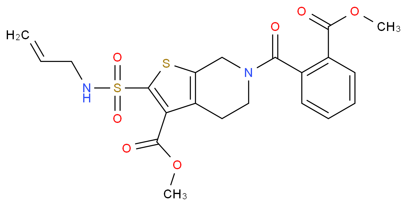 methyl 2-[(allylamino)sulfonyl]-6-[2-(methoxycarbonyl)benzoyl]-4,5,6,7-tetrahydrothieno[2,3-c]pyridine-3-carboxylate_分子结构_CAS_)