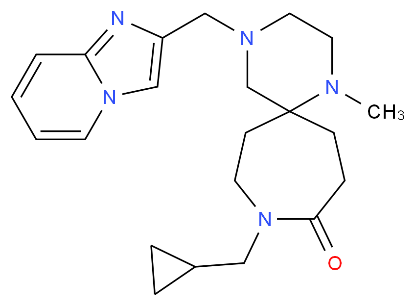 9-(cyclopropylmethyl)-4-(imidazo[1,2-a]pyridin-2-ylmethyl)-1-methyl-1,4,9-triazaspiro[5.6]dodecan-10-one_分子结构_CAS_)