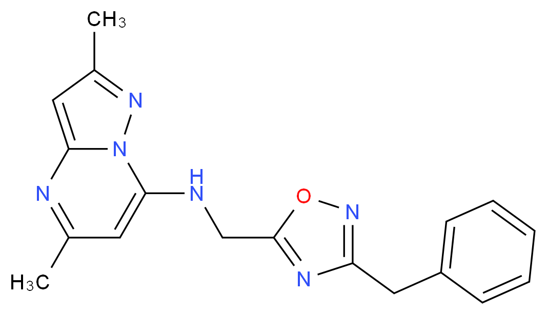 N-[(3-benzyl-1,2,4-oxadiazol-5-yl)methyl]-2,5-dimethylpyrazolo[1,5-a]pyrimidin-7-amine_分子结构_CAS_)