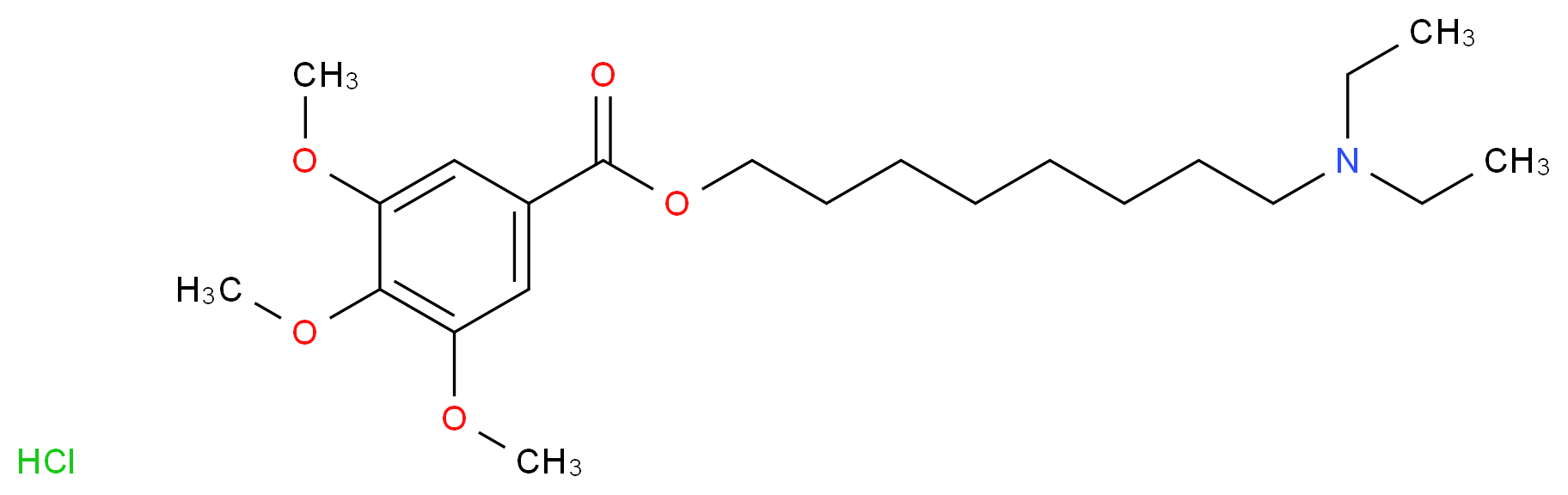 3,4,5-三甲氧基苯甲酸(8-二乙氨基正辛基)酯 盐酸盐_分子结构_CAS_53464-72-5)