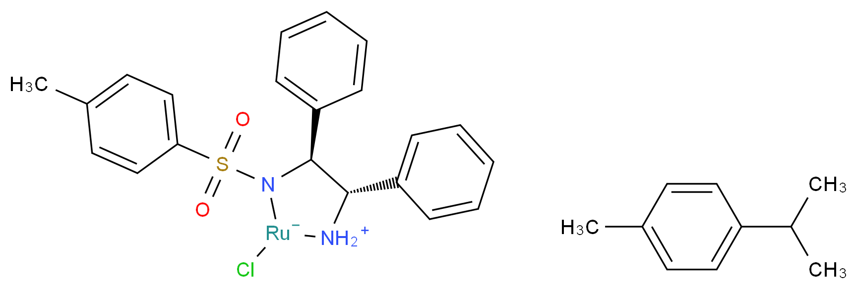 (4S,5S)-2-chloro-3-(4-methylbenzenesulfonyl)-4,5-diphenyl-1,3-diaza-2-ruthenacyclopentan-1-ium-2-uide; 1-methyl-4-(propan-2-yl)benzene_分子结构_CAS_192139-90-5