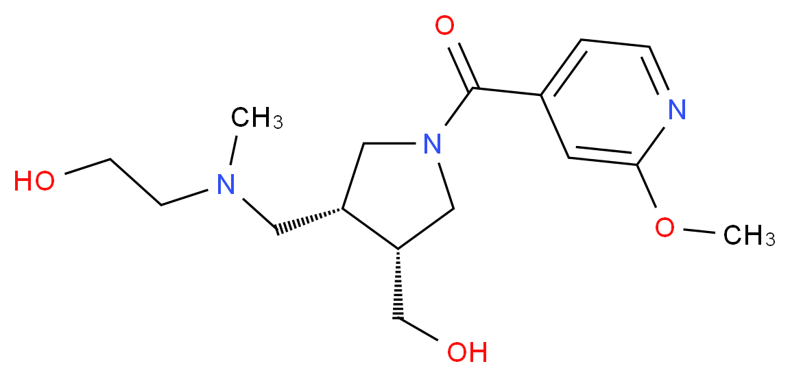 2-[{[(3R*,4R*)-4-(hydroxymethyl)-1-(2-methoxyisonicotinoyl)pyrrolidin-3-yl]methyl}(methyl)amino]ethanol_分子结构_CAS_)