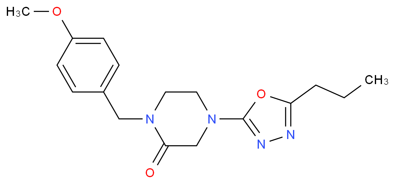 1-(4-methoxybenzyl)-4-(5-propyl-1,3,4-oxadiazol-2-yl)piperazin-2-one_分子结构_CAS_)