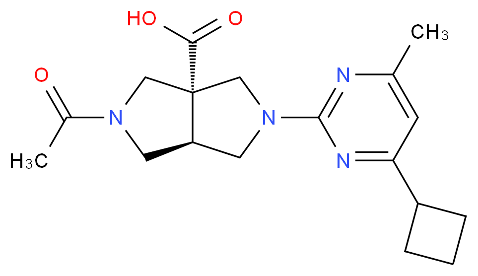 (3aS*,6aS*)-2-acetyl-5-(4-cyclobutyl-6-methyl-2-pyrimidinyl)hexahydropyrrolo[3,4-c]pyrrole-3a(1H)-carboxylic acid_分子结构_CAS_)