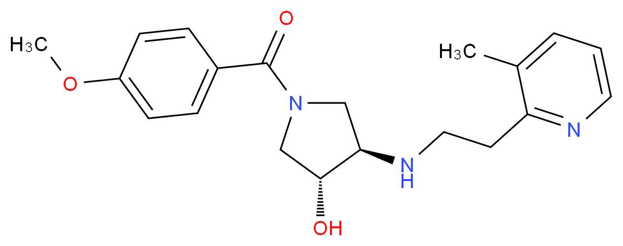 (3R*,4R*)-1-(4-methoxybenzoyl)-4-{[2-(3-methyl-2-pyridinyl)ethyl]amino}-3-pyrrolidinol_分子结构_CAS_)