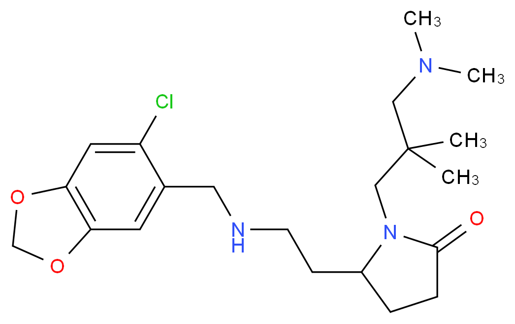 5-(2-{[(6-chloro-1,3-benzodioxol-5-yl)methyl]amino}ethyl)-1-[3-(dimethylamino)-2,2-dimethylpropyl]-2-pyrrolidinone_分子结构_CAS_)