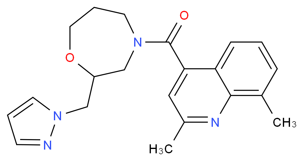 2,8-dimethyl-4-{[2-(1H-pyrazol-1-ylmethyl)-1,4-oxazepan-4-yl]carbonyl}quinoline_分子结构_CAS_)