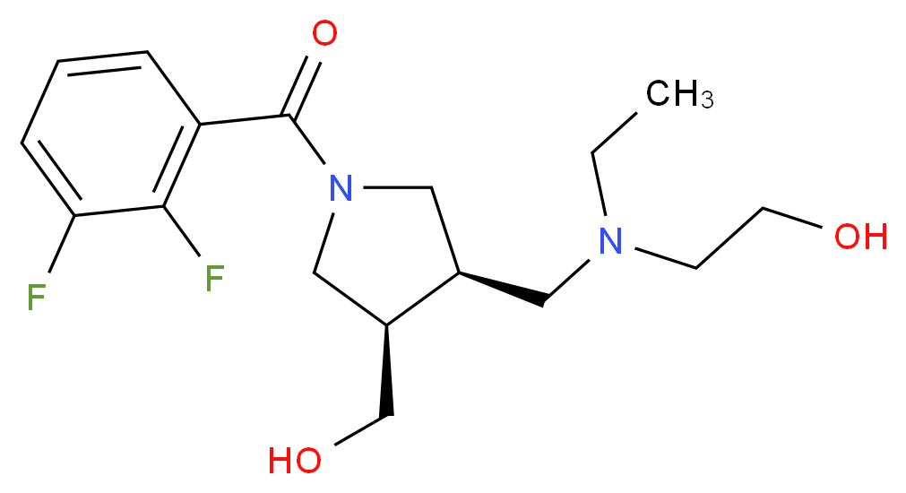 2-[{[(3R*,4R*)-1-(2,3-difluorobenzoyl)-4-(hydroxymethyl)pyrrolidin-3-yl]methyl}(ethyl)amino]ethanol_分子结构_CAS_)