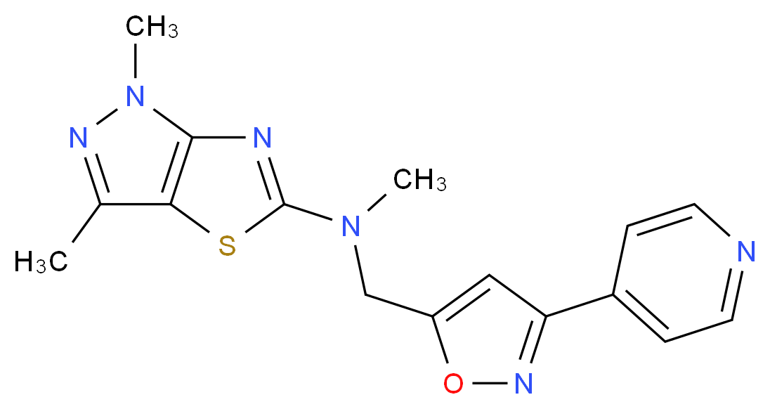 N,1,3-trimethyl-N-[(3-pyridin-4-ylisoxazol-5-yl)methyl]-1H-pyrazolo[3,4-d][1,3]thiazol-5-amine_分子结构_CAS_)