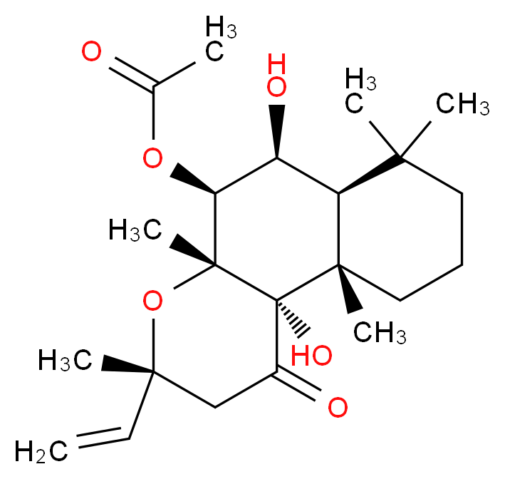 (3R,4aR,5S,6S,6aS,10aS,10bS)-3-ethenyl-6,10b-dihydroxy-3,4a,7,7,10a-pentamethyl-1-oxo-dodecahydro-1H-naphtho[2,1-b]pyran-5-yl acetate_分子结构_CAS_72963-77-0