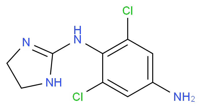 2,6-dichloro-1-N-(4,5-dihydro-1H-imidazol-2-yl)benzene-1,4-diamine_分子结构_CAS_66711-21-5