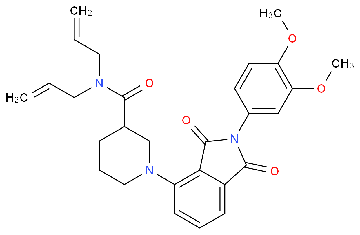 N,N-diallyl-1-[2-(3,4-dimethoxyphenyl)-1,3-dioxo-2,3-dihydro-1H-isoindol-4-yl]-3-piperidinecarboxamide_分子结构_CAS_)