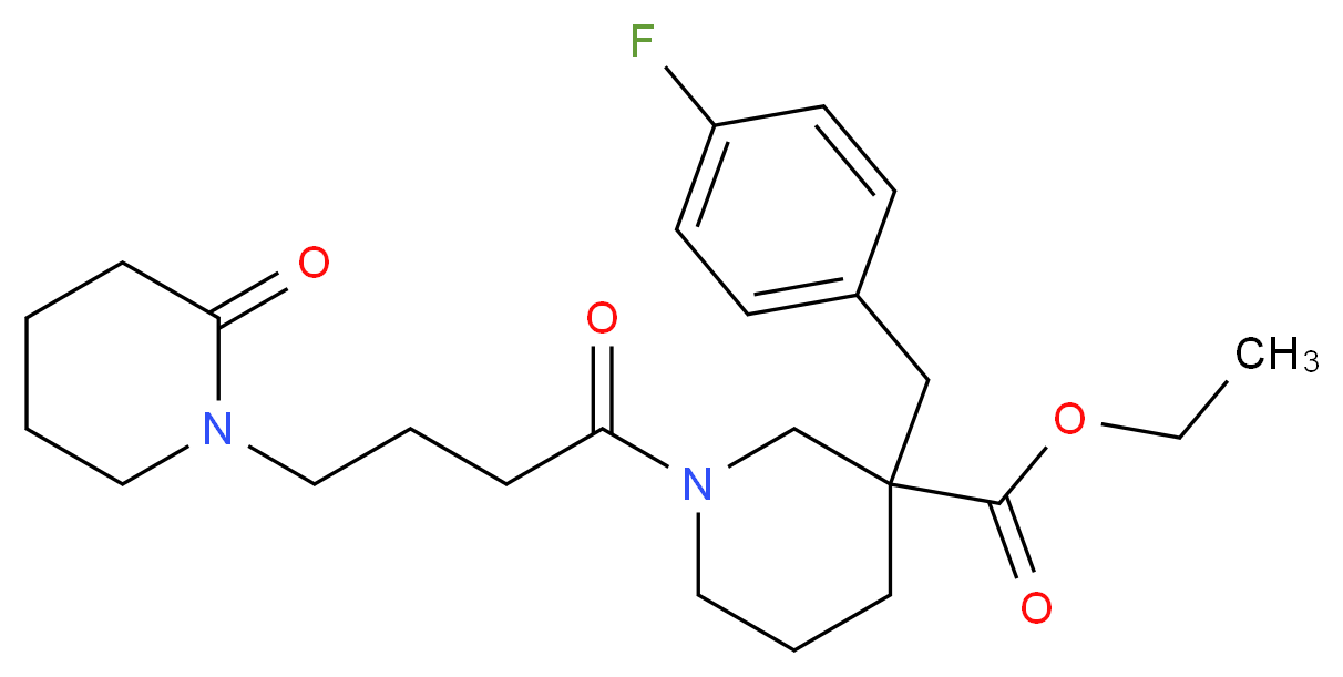 ethyl 3-(4-fluorobenzyl)-1-[4-(2-oxo-1-piperidinyl)butanoyl]-3-piperidinecarboxylate_分子结构_CAS_)