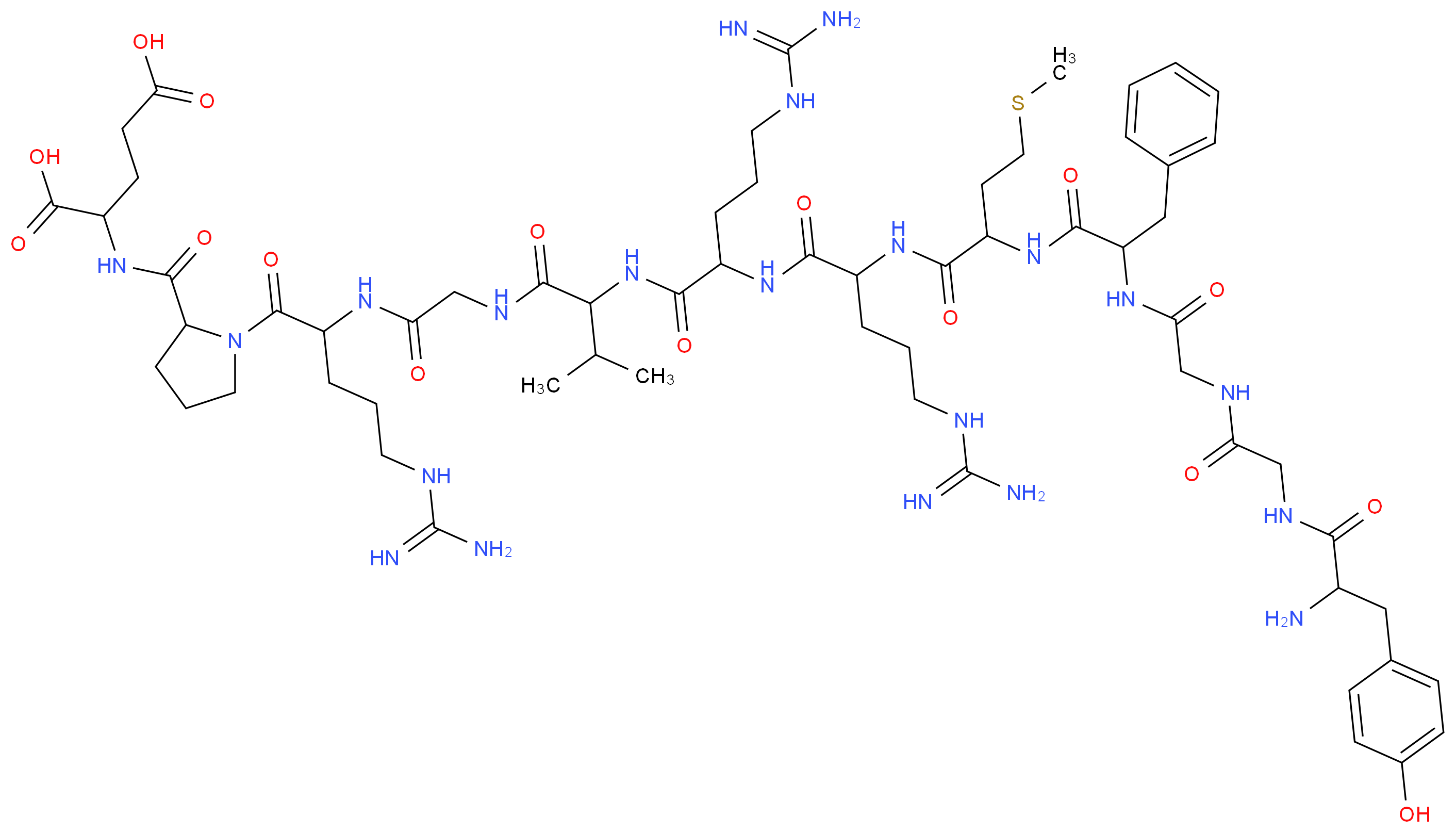 2-({1-[2-(2-{2-[2-(2-{2-[2-(2-{2-[2-amino-3-(4-hydroxyphenyl)propanamido]acetamido}acetamido)-3-phenylpropanamido]-4-(methylsulfanyl)butanamido}-5-carbamimidamidopentanamido)-5-carbamimidamidopentanamido]-3-methylbutanamido}acetamido)-5-carbamimidamidopentanoyl]pyrrolidin-2-yl}formamido)pentanedioic acid_分子结构_CAS_75513-71-2