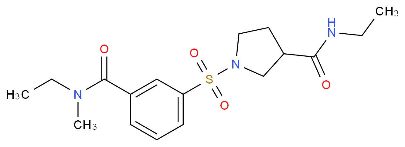 N-ethyl-1-[(3-{[ethyl(methyl)amino]carbonyl}phenyl)sulfonyl]pyrrolidine-3-carboxamide_分子结构_CAS_)