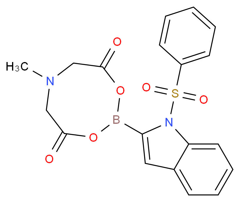 1-苯磺酰基-2-吲哚基硼酸甲基亚氨基二乙酸酯_分子结构_CAS_1158984-95-2)