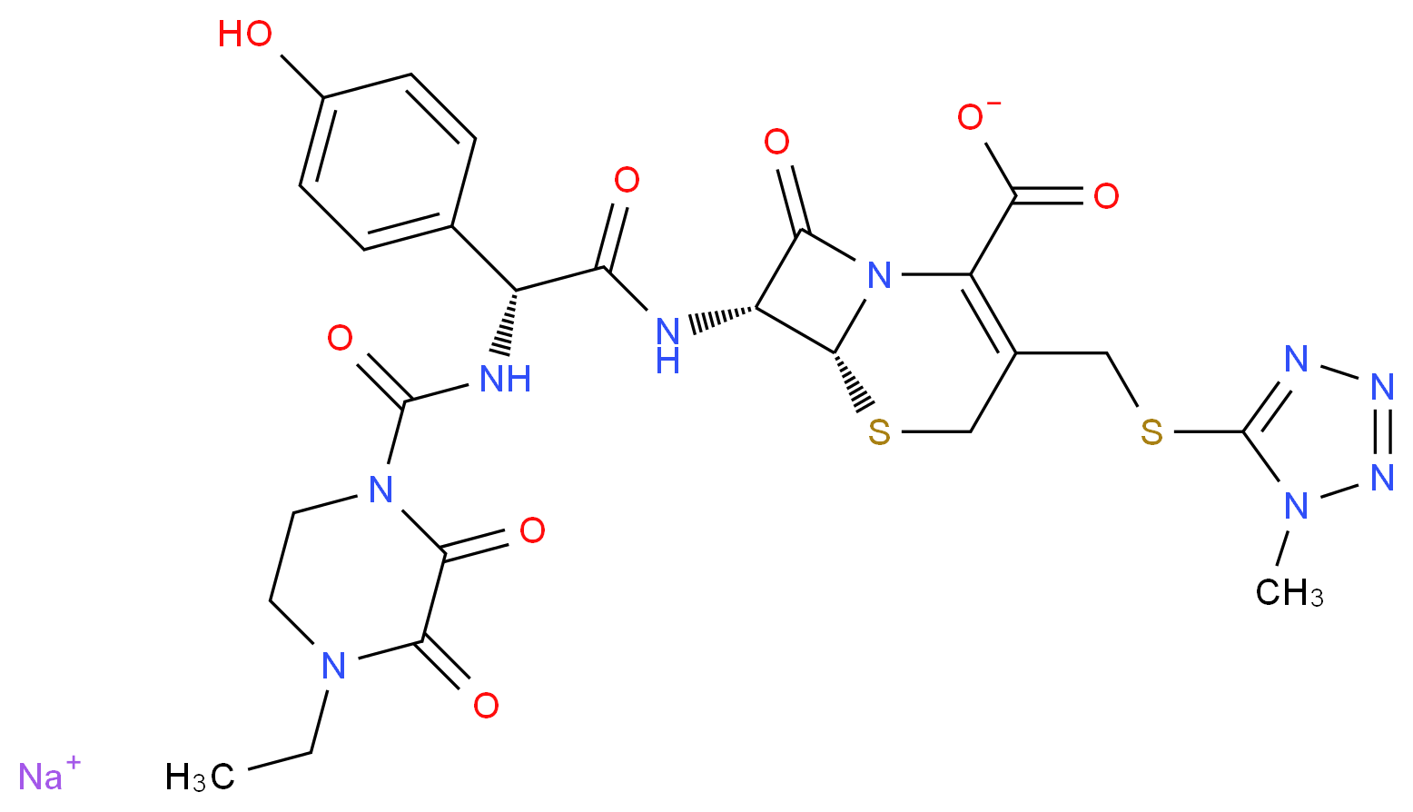 头孢哌酮 钠盐_分子结构_CAS_62893-20-3)