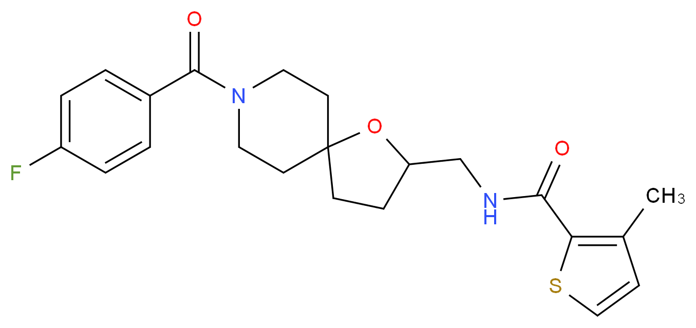 N-{[8-(4-fluorobenzoyl)-1-oxa-8-azaspiro[4.5]dec-2-yl]methyl}-3-methyl-2-thiophenecarboxamide_分子结构_CAS_)