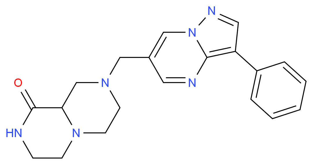 8-[(3-phenylpyrazolo[1,5-a]pyrimidin-6-yl)methyl]hexahydro-2H-pyrazino[1,2-a]pyrazin-1(6H)-one_分子结构_CAS_)